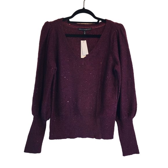 WHBM Sweaters - WHBM LS V Neck Sequin PO Caberirnet Womens size M NWT